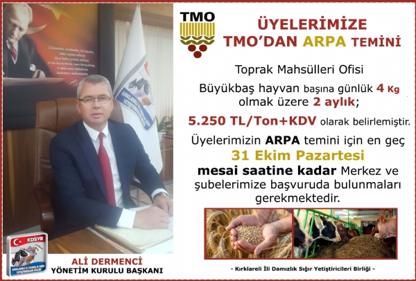 yelerimize TMO dan Arpa Temini